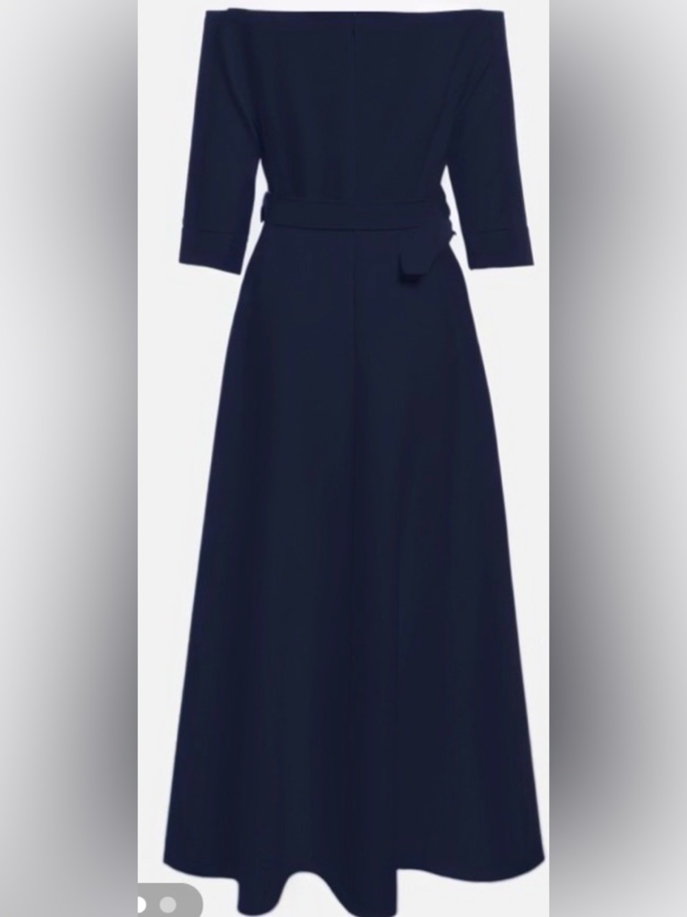 Off-Shoulder Navy Maxi with Slim Waist Belt - Picture 4 of 6